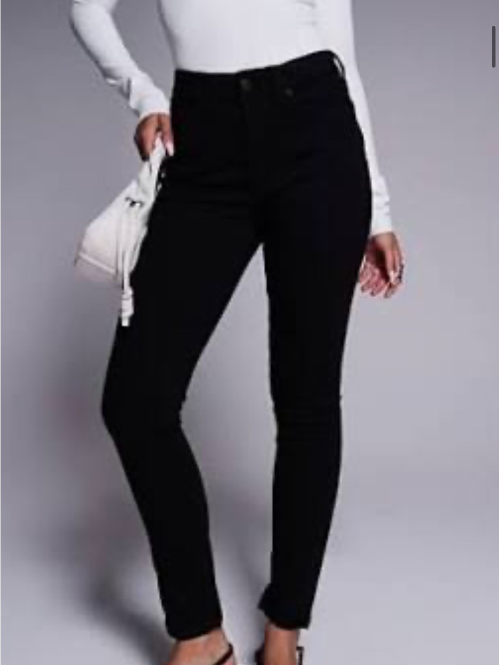 Good American Black Ankle Skinny Jeans Size 8 Button fly 28” inseam